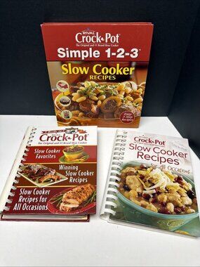 Lot-3 Cookbooks Rival Crock-Pot One-Pot Slow Cooker Recipes Ring Or Wire Bound